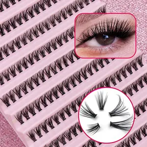 40D 10mm 200 Cluster Individual False Eyelashes, DIY Self-Adhesive Lash Extensions, Soft Cross-Layer Effect, Travel-Friendly, Fluffy Eyelashes Cluster