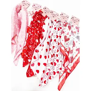 Heart Print Satin Scarf