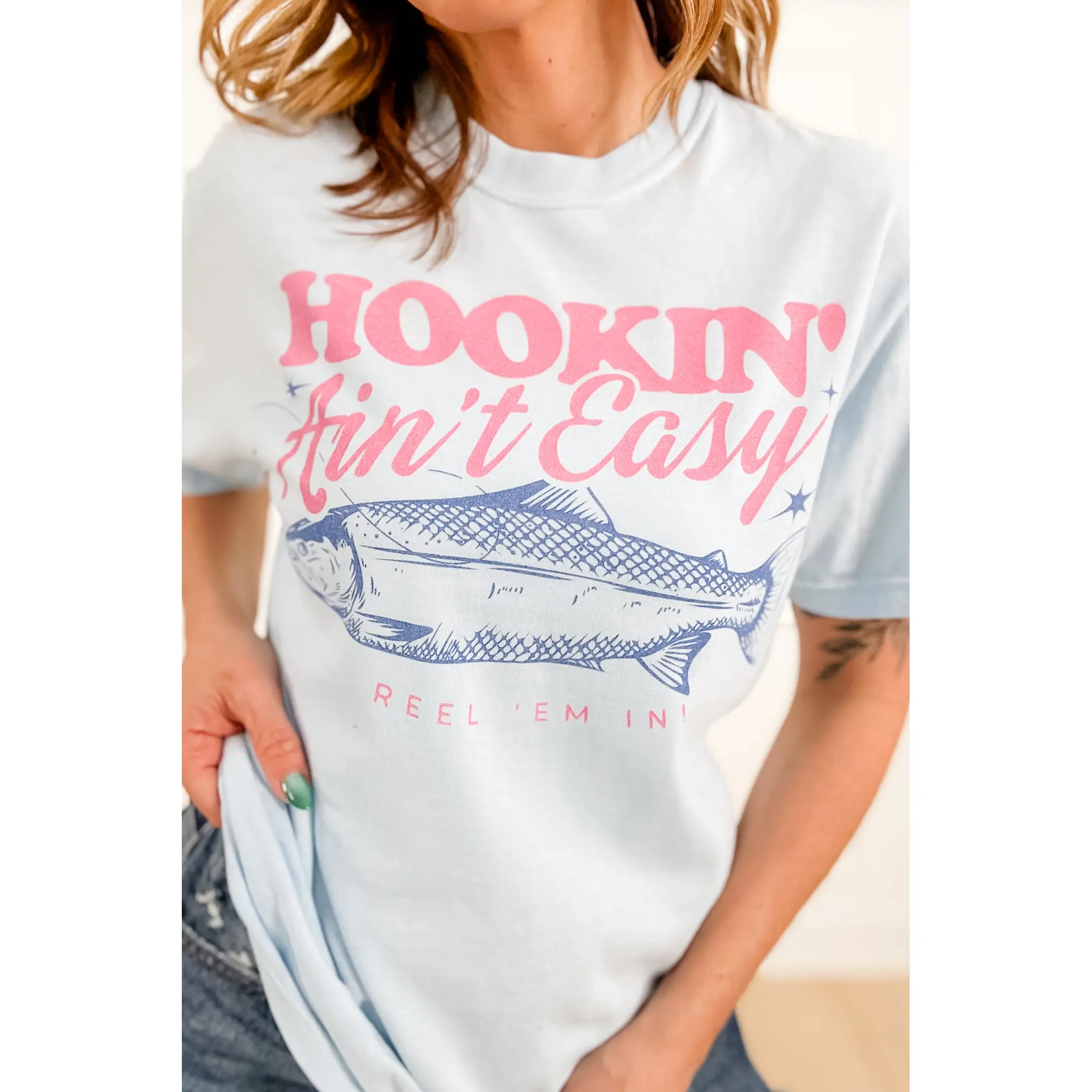 Plus/Reg Short Sleeve "Hookin Ain't Easy" Graphic Tee