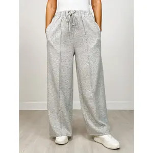 Scuba Knit High-Waist Solid Joggers with Wide Legs