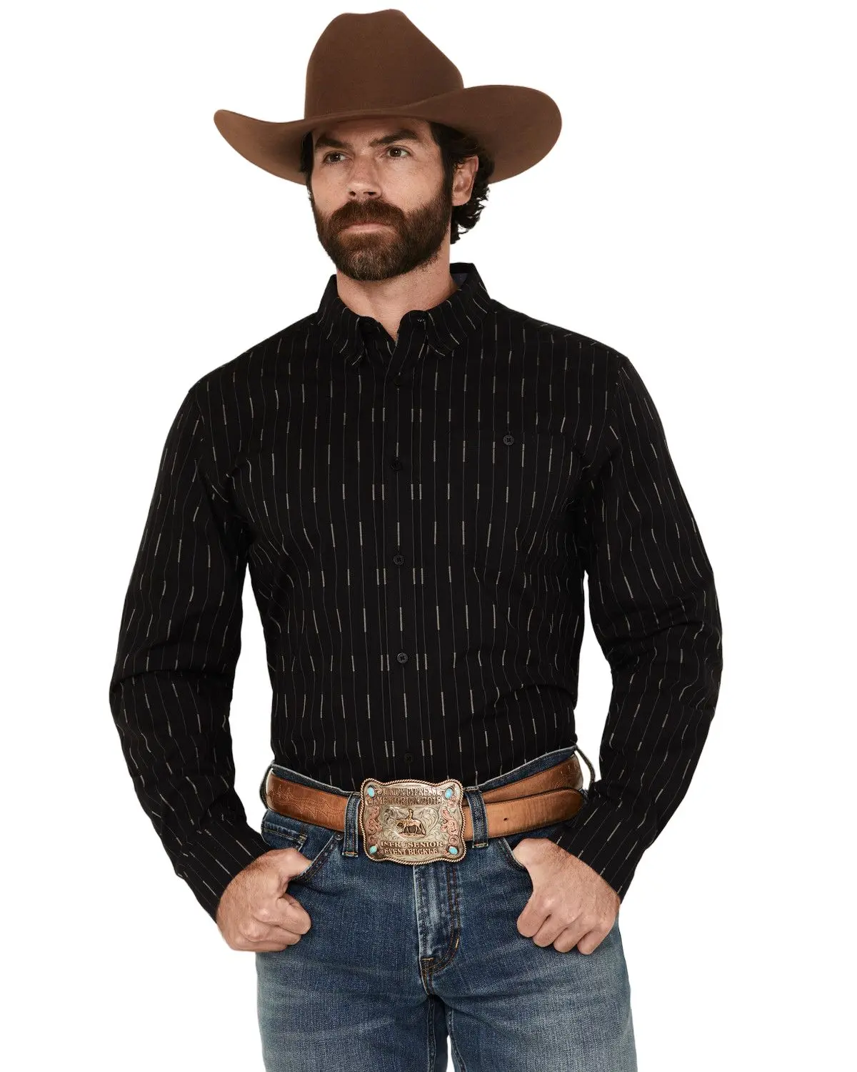 Rank 45 Men's 45&Reg; Men'S Lotus Abstract Striped Long Sleeve - Rmho24w9-Blk