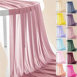 5 yard soft dusty rose sheer chiffon fabric 60 inch pre cut for wedding arch draping window scarf party backdrop ceiling decoration