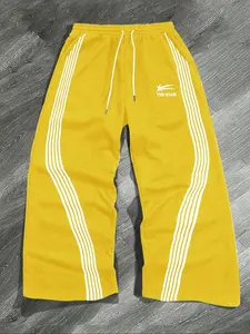 Men's Letter & Striped Print Drawstring Waist Pants, Casual Comfy Breathable Pocket Jogger Pants for Daily Wear, Men's Trousers for All Seasons, Tracksuit Pants