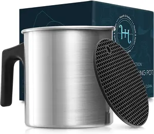Hearth & Harbor Natural Soy Wax and DIY Candle Making Pouring Pot with Dripless Heat-Resisting Handle & Pouring Spout