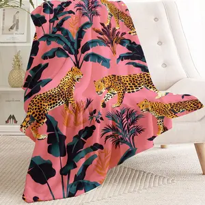 Leopard Print Blanket, Tropical Jungle Cheetah Pattern, Soft Comfortable Sofa Bed Throw, Warm Plush Cover for Bedroom Living Room, All-Season Blanket, Wild Style Gift for Women Girls