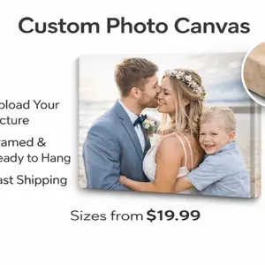 Custom Photo Canvas Print Framed Personalized Picture Wall Art Ready To Hang