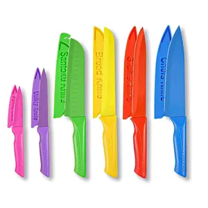 Knife Set, 12-PC Colorful Kitchen Knife Set, 6 Sharp Kitchen Knives with Built-in Sharpener  Stainless Steel Blade
