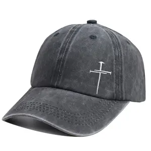 Christian Redeemed Nail Cross Hats for Men Women, Jesus Christ Christmas Day Birthday Gifts for Dad Mom Grandpa Grandma Friends, Adjustable Embroidered Wash Cotton Religious Faith Bless