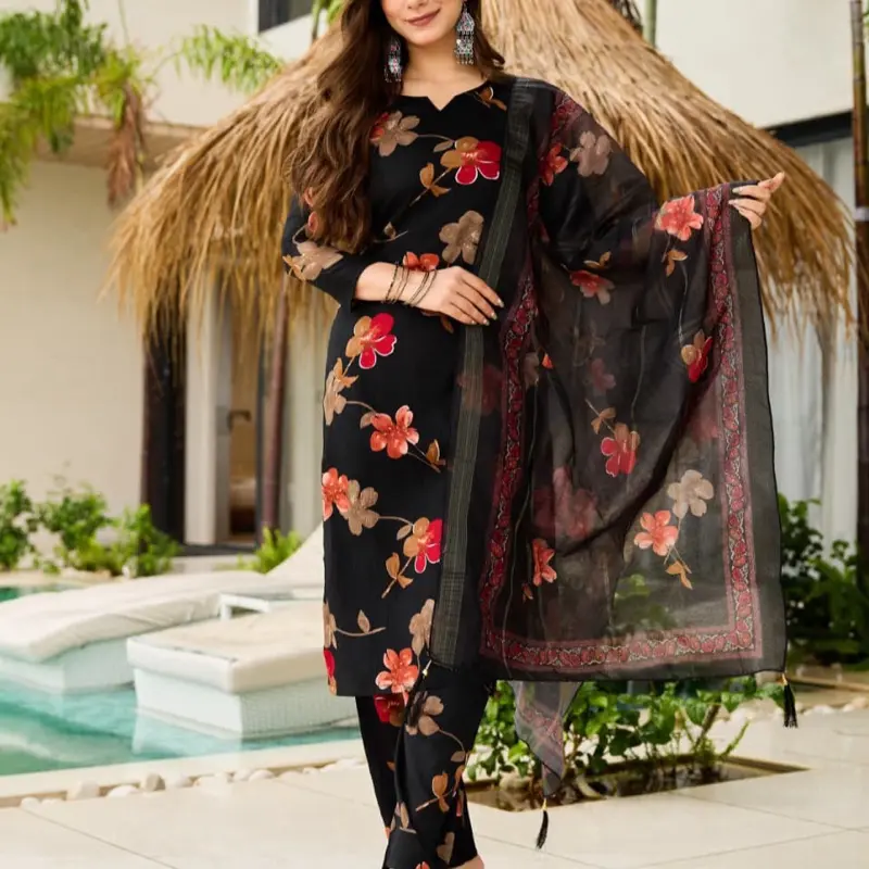 SIZE S/36 SILK BLEND WITH KURTA 3PCS SET