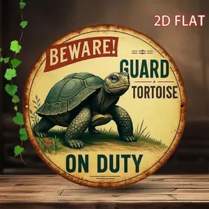 Vintage Warning Guard Tortoise Aluminum Wall Sign 8x8 Inch Rustic Retro Art for Home Bar Cafe Decor Funny Novelty Wall Decor