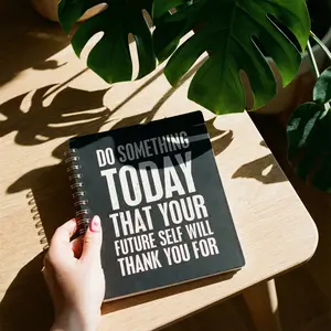 Primitives by Kathy Spiral Notebook 9" x 7" with "Do Something Today" Sentiment and Polka Dot Back Cover, 120 Lined Pages, Double-Sided