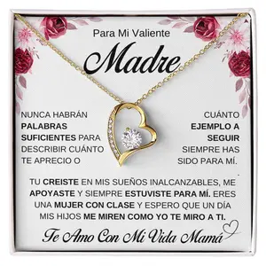 Spainish To My Mom Mother Gift Love You Heart Pendant Necklace Fashion Women Gifts Birthday Silver Gold Color Necklaces