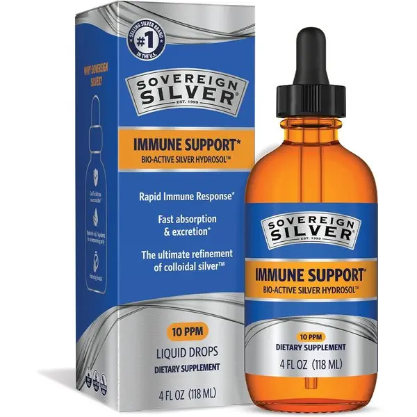 Immune Support, Colloidal Silver, 4 fl oz (118 mL) | Bio-Active Silver Hydrosol, 10 ppm, Liquid Dropper