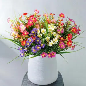 12 Bundles Decorative Artificial Flowers Artificial Flower Arrangements Outdoor UV Resistant  Faux Silk Spring Summer Wildflower and Plants Plastic Fake Greenery Shrubs for Outside Planter Porch Window Boxes Garden Decoration