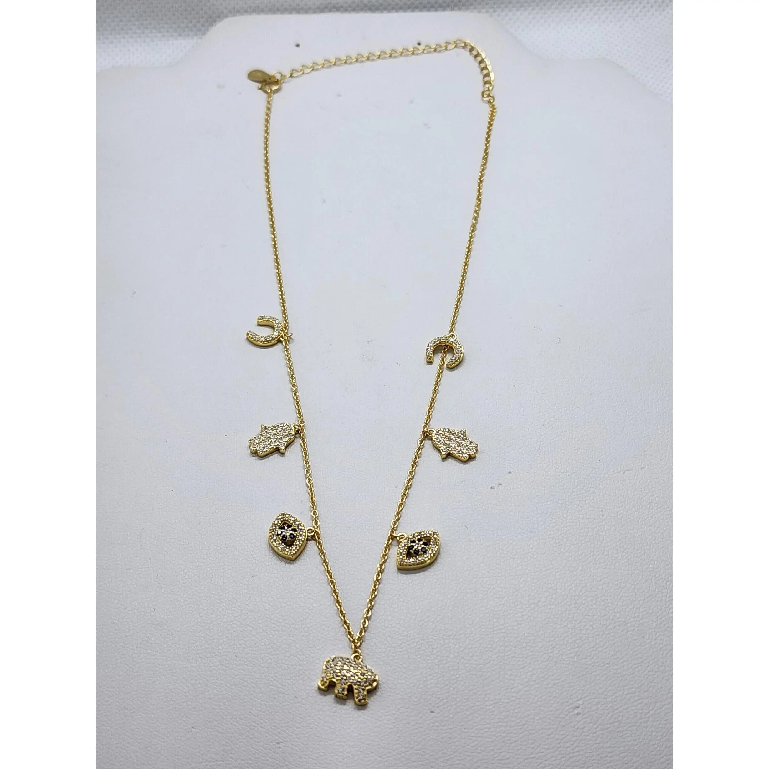 Brand New Sterling Silver 925 Elephant Mulit charm Necklace