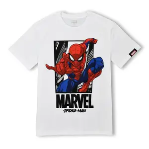 Marvel Men's Short-Sleeve Spider-Man Friendly Neighborhood Logo Men's Graphic Tees, Menswear T-Shirt