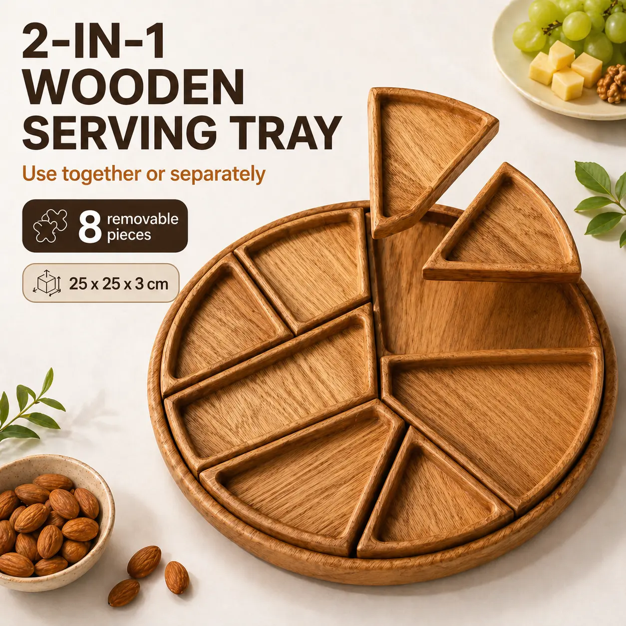 Wooden Charcuterie Board, Food Platter, Ideal for Parties, Celebrations, Festive Gatherings, Perfect Gift for Birthdays, Christmas, Plates Platter