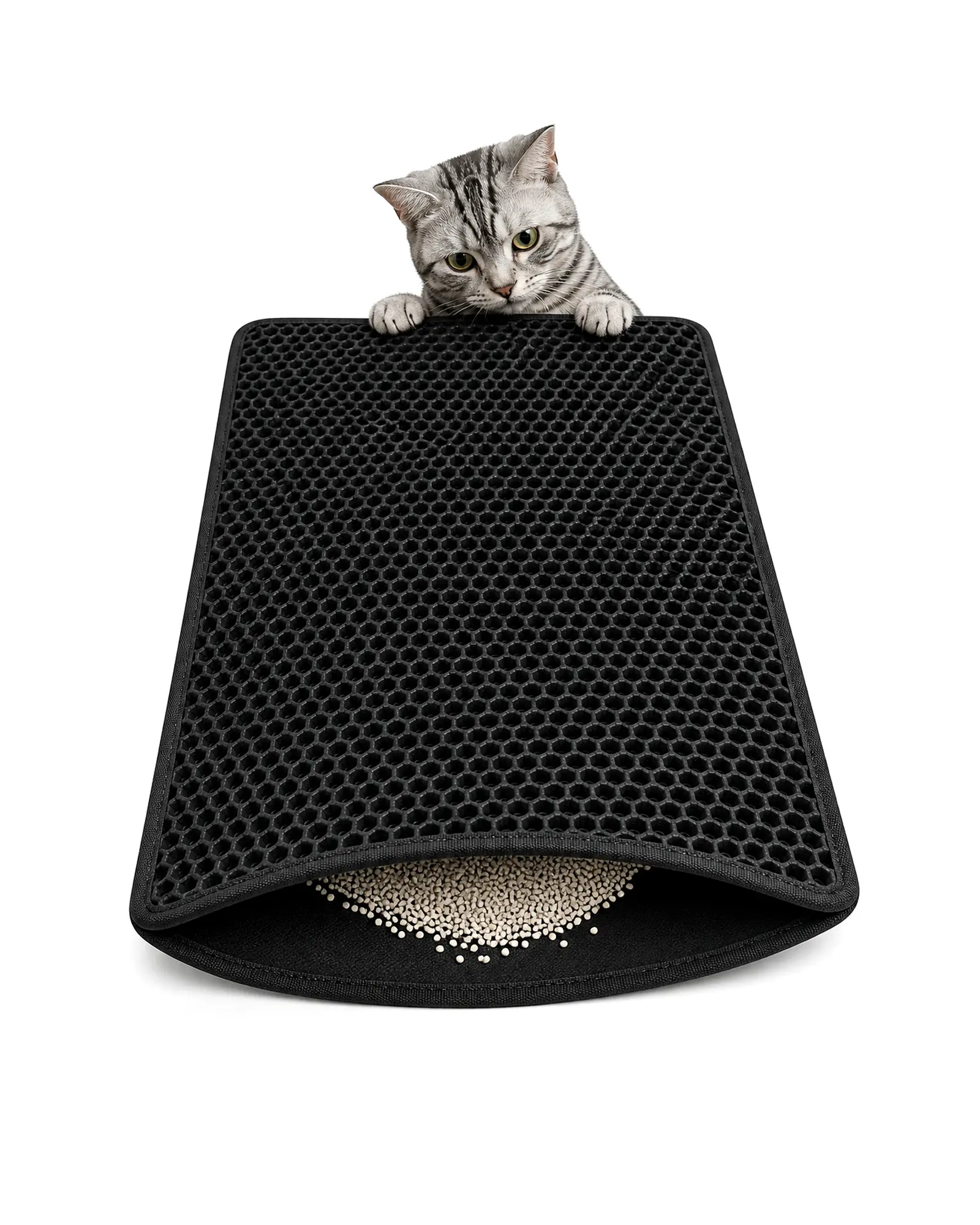 EVA Waterproof Cat Litter Mat - Double-Layer Honeycomb, Slip-Resistant, Easy-Clean, Durable, Flexible Protector for Cat Litter Trays, Floors