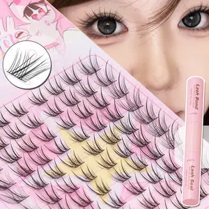 80 Cluster Single Fox Fur Slant Fluffy DIY False Eyelashes, Includes Free Dual Head Glue Set, Natural Makeup Tools for Festivals, Travel, Workshops, Cosmetic Eyelash Clusters Extensions Eyelash Cluster Kit