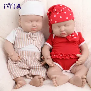 IVITA 15" Eyes Closed Silicone Reborn Baby Platinum Silicone Doll Lifelike Chubby Silicone Newborn Baby Collection Gift Adorable Silicone Infant Doll