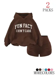 Women's Fall Winter Hooded Sweatshirt Set, Warm Drawstring Pullover with Pocket Design, Fashionable Casual Wear for Daily Use