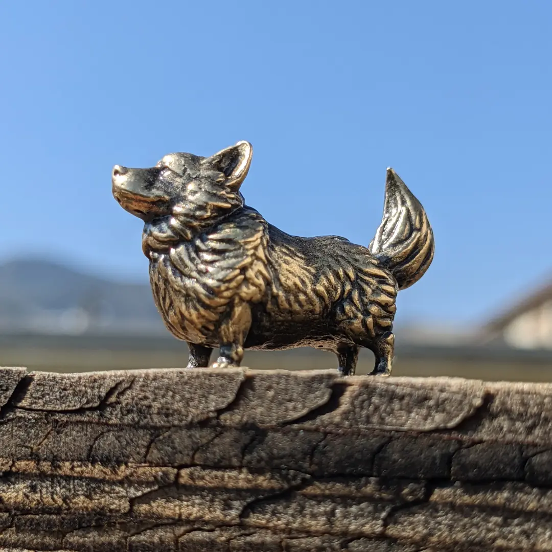 Corgi Dog Brass Miniature Handmade Collectible Figurine home desk