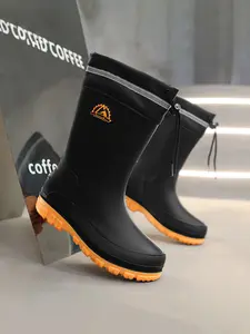 Men's All-Season Waterproof Mid-Calf Fishing Boots, Drawstring Closure, Anti-Slip Comfort Design, Outdoor Rainy Days, Medium Width, Low Top