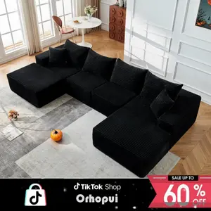 【Christmas gift】Orhopui Modular Sectional Sofa Couches With Ottoman U-Shape Couch 6 Seat Memory Foam Sectional Couches for Living Room Cloud Couch with Chaise Elegant Design Memory Foam Comfort Modular Flexibility