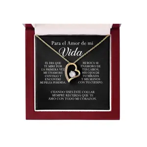 Para El Amor De Mi Vida - Collar De Cruz Para Mujer, Para El Amor De Mi Vida Cadena En Español, Collar De Oro Para Mujer, Cadenas De Plata 925 Para Mujer, Collares De Navidad Con Luces