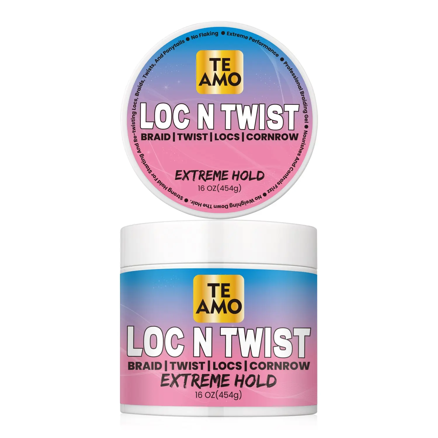 LOC N TWIST Braiding Gel - EXTREME HOLD 16 oz by TE AMO (Braids, Edges, Locks, Twist) Haircare Aloe