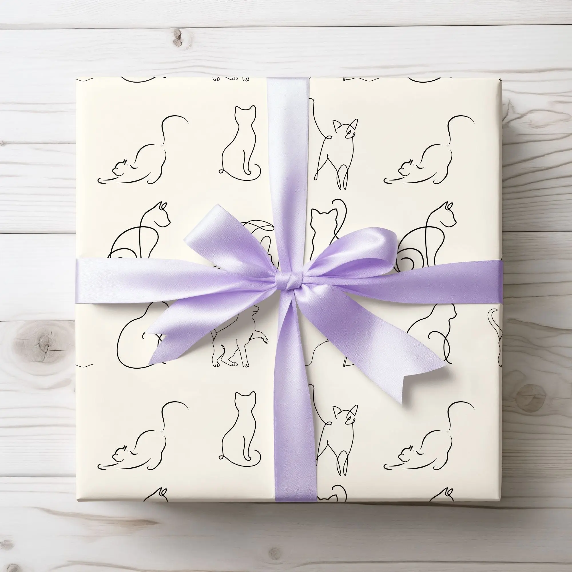 Elegant Minimalist Cat Wrapping Paper