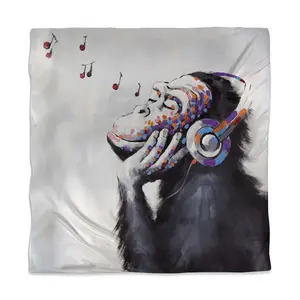 360 stand Breathable Duvet Cover Set - Monkey Music Queen Size Comforter, Machine Washable, Animal Themed Bedroom Bedding Set, Soft Textile Soft Furnishing, Breathable Duvet Set