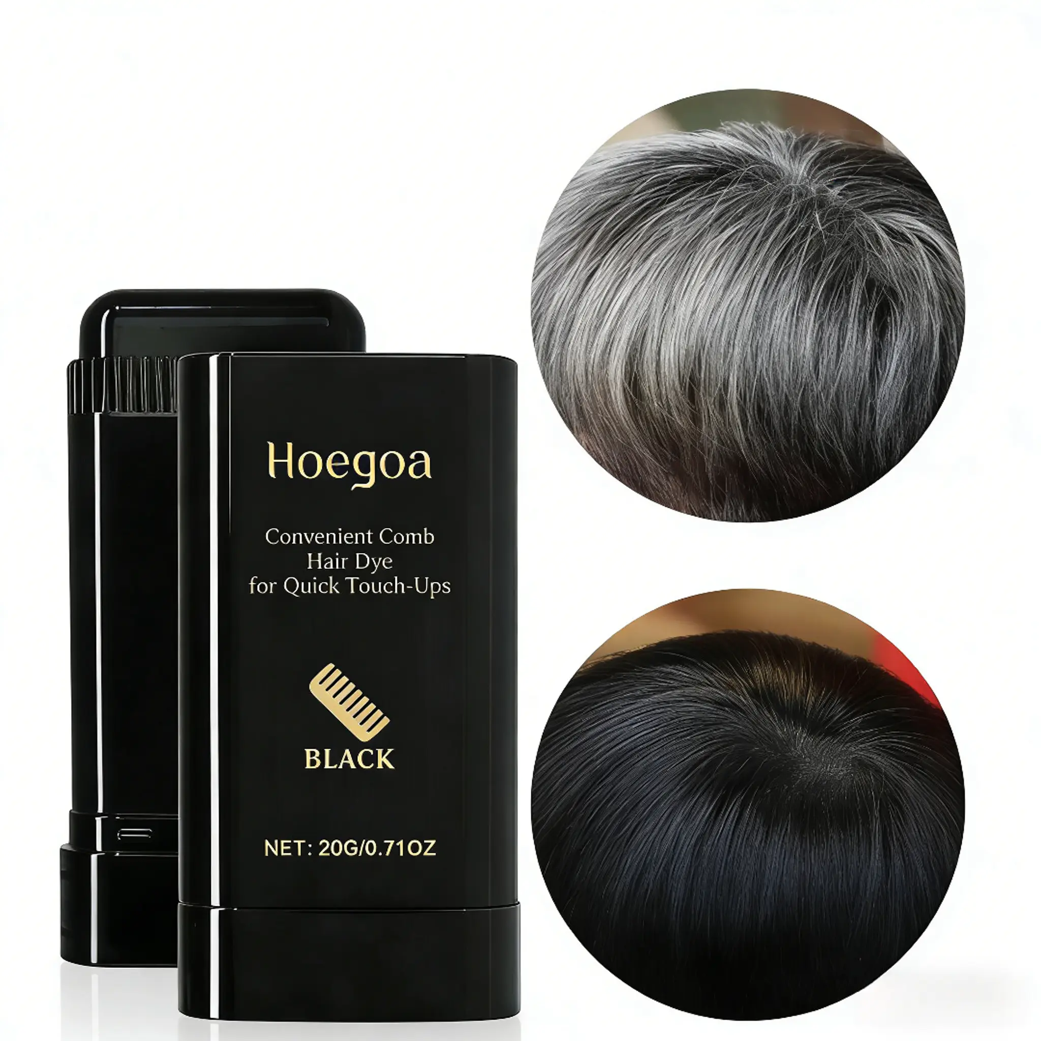 20g Temporary Hair Color Stick | Black Brown Dark Brown Instant Hair Dye Pen | Natural Gentle Non-Irritating Quick Touch Up & One-Day Color | Easy to Use, Washable, No Damage for Daily Hair Makeup hair dye comb Convenient Haircare Coloring