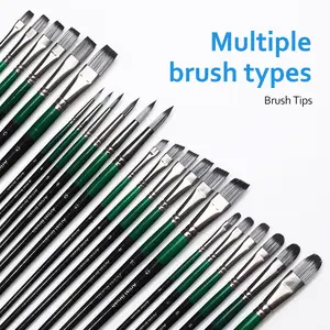 Yutiars Professional Artist Paint Brush Set 6/24 PCS Acrylic Paint Brushes Nylon Bristles Various Shapes Round Filbert Flat Angular for Watercolor Acrylic Oil Painting Crafts Face Body Art