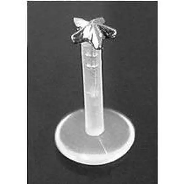 14g 5/16" Bioplastic Labret with 14kt White Gold 3D Star