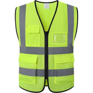 High Visibility Mesh Safety Vest with 5 Pockets – Reflective Work Vest for Outdoor Activities & Job Sites