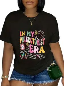 100% Cotton Casual Tshirt Phlebotomy Nurse In My Phlebotomist Era Groovy T-Shirt Vintage Graphic Tees Shirts Women Clothing Nurse Design Customized Gifts