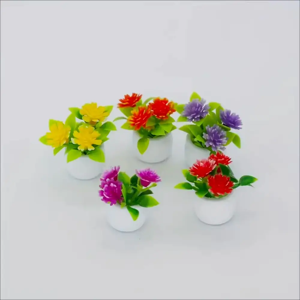 5pcs Mini Flower Pot Decorations Dollhouses Vibrant Artificial Flowers Home Decor Car Mini Flower Pots Holiday Gifts Party Favor Decorative Faux Flower Artificial Potted Flower Flower Design Decorations