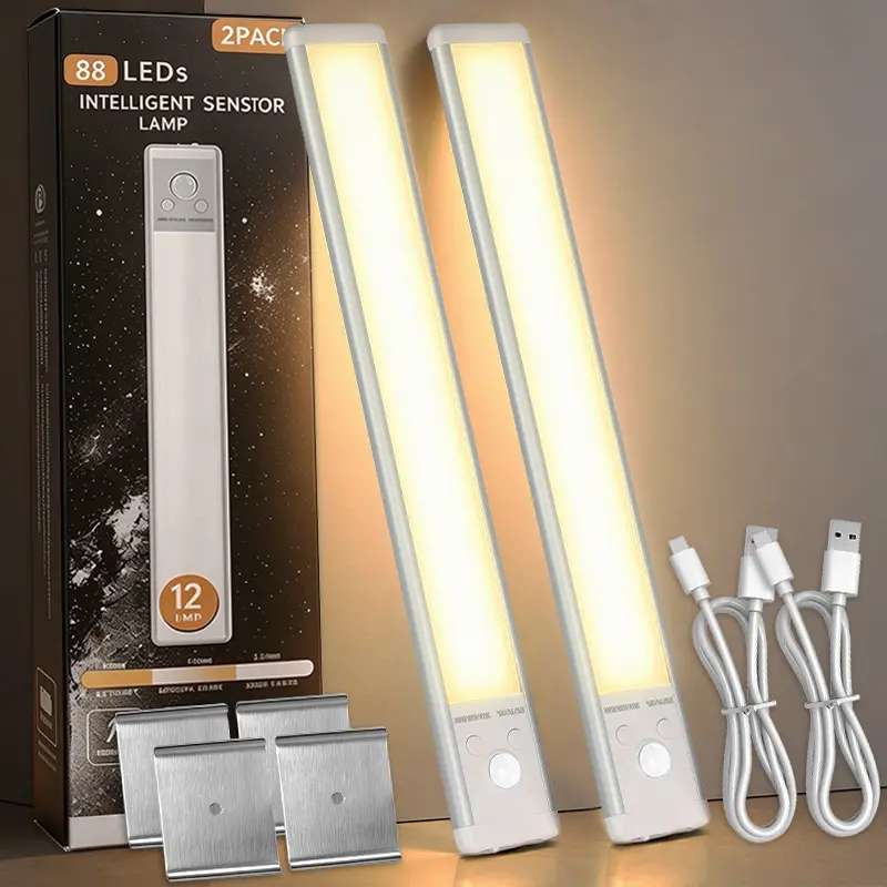 No Drill Magnetic LED Motion Sensor Light Rechargeable Renter Friendly Under Cabinet Closet Lighting