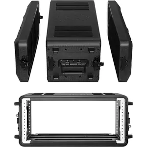 4U Rack Case Shallow 12" Depth, 19" Rackmount Flight Cases Easy Installation Portable Carry Watertight Dust Proof 2 Space Shockproof Mount Racks with Microphone Compartments Space Saving