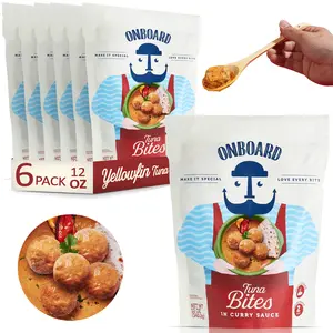 Onboard Yellowfin Tuna Bites in Curry Sauce - PACK OF 6 - Crafted by Chefs - Quick and Easy Dinner - Ready in 2 Minutes - Responsibly Sourced Tuna
