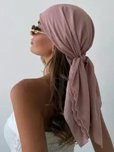1pc New Fashion Style Plain Square Scarf Wrap, Ideal for Air-Conditioned Rooms, Daily Outing, Beach Sun Protection, Multifunctional Lightweight Accessory