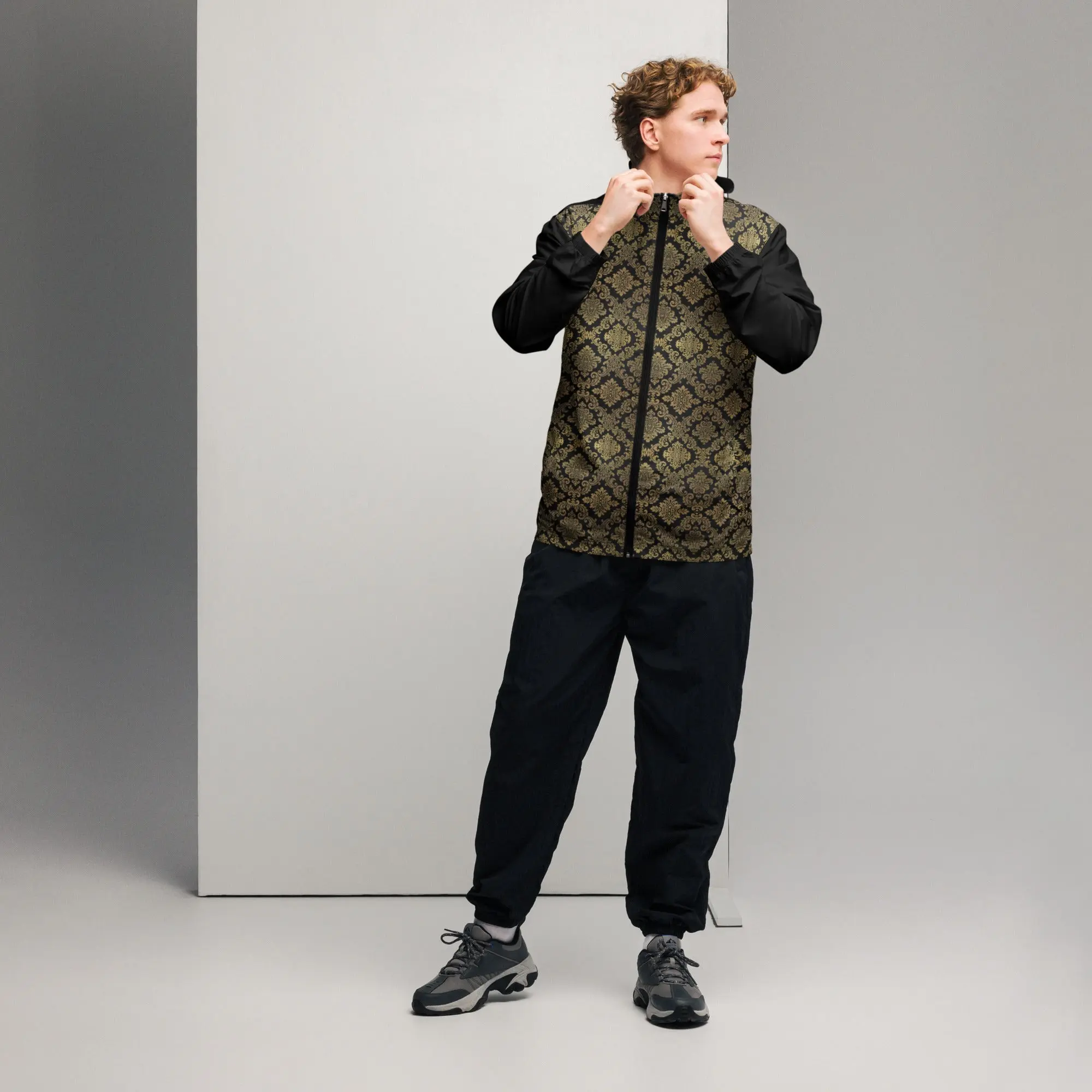 Life Coach Approved Black Brocade Men’s Windbreaker