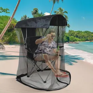 Mosquito net cover for outdoor black sunshade chair, insect barrier mosquito net tent, waterproof canopy with zipper opening, suitable for fishing and camping chairs, outdoor use, excluding chair body.