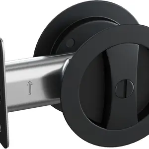 goldenwarm Pocket Door Lock, Black Pocket Door Handles, Pocket Door Matte Black Hardware, Round Pocket Door Lock Black, Pocket Door Black Handle, Pocket Door Privacy Hardware Matte Black 1 Pack