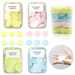Disposable soap tablets, portable carry-on, mini petal hand wash box portable hand sanitizer - scented foaming soap - convenient for travel and outdoor gifts