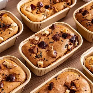10/50pc Rectangular Paper Cup Cakes, Mini Toast Cake Box, Baking Bread Paper Tray, Slot Edge Design, Bakery Accessories