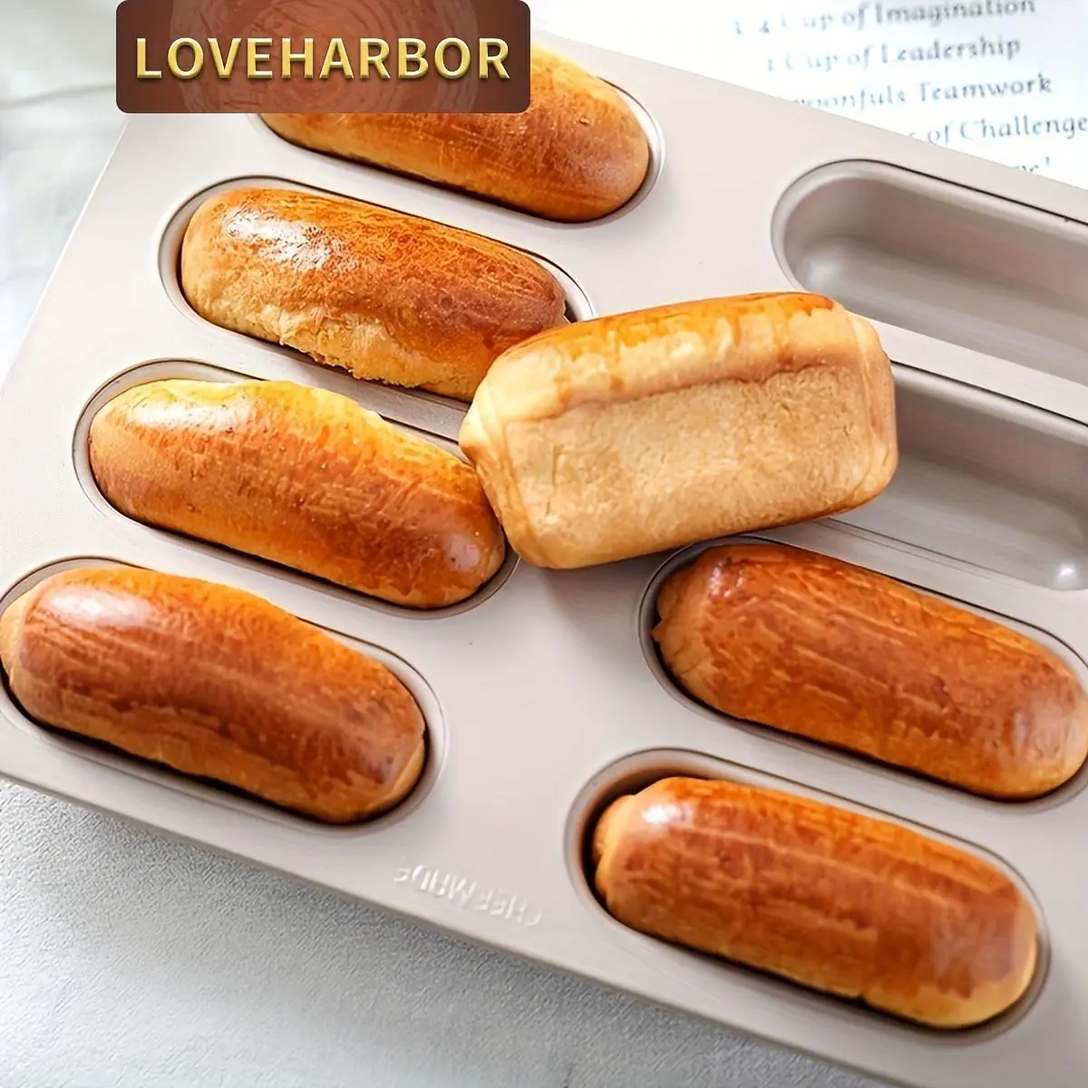 Champagne Golden 8-Cup Silicone Non-Stick Multi-Cavity Bundt Baking Tin - Dent-Resistant Oven-Safe Bakeware for Hot Dog, Twinkie Cake Muffins, Tins Non-Stick Multi-Cavity Bundt