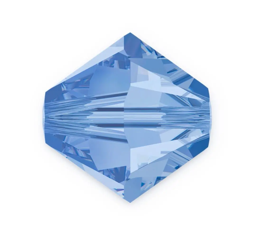 100pcs Preciosa Faceted Bicone Crystal Beads, Light Sapphire (Blue), Size Selections: 3mm/4mm/6mm