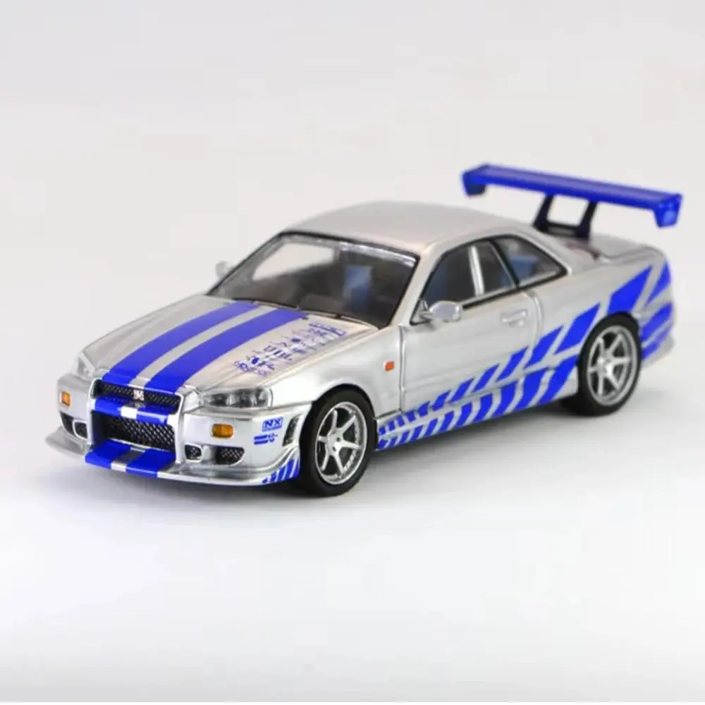 1/64 F&F2 GTR R34 C-West Model Sports Car Vintage Cars Diecast Vehicle Collection Toy for Adults